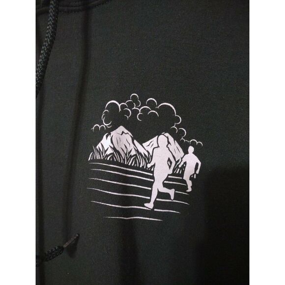 Mens Hoodie Sweatshirt Trail Runner Graphic Green Mens Size Large With Pocket - Picture 2 of 7